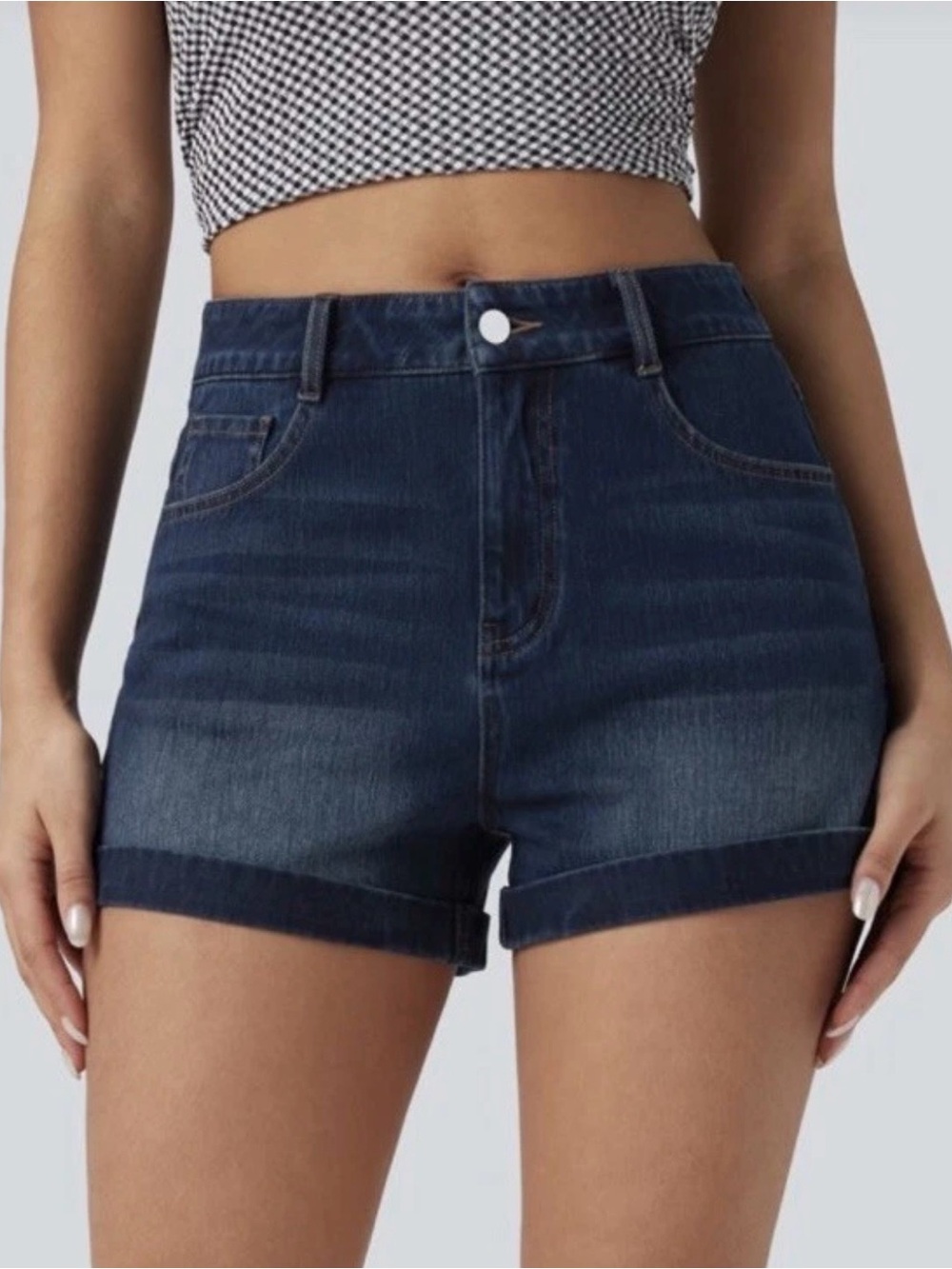Halara Women's Denim Flex Shorts Soft Jean Lightweight Breathable Size L NEW - Picture 8 of 9